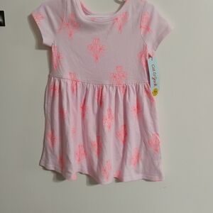 Cat & Jack Light Pink Dress with Neon Coral Floral Print